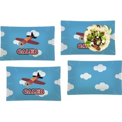 Airplane Set of 4 Glass Rectangular Lunch / Dinner Plate (Personalized)