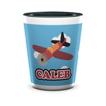 Airplane Ceramic Shot Glass - 1.5 oz - Two Tone - Single (Personalized)