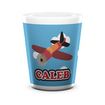 Airplane Ceramic Shot Glass - 1.5 oz - White - Set of 4 (Personalized)