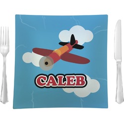 Airplane Glass Square Lunch / Dinner Plate 9.5" (Personalized)