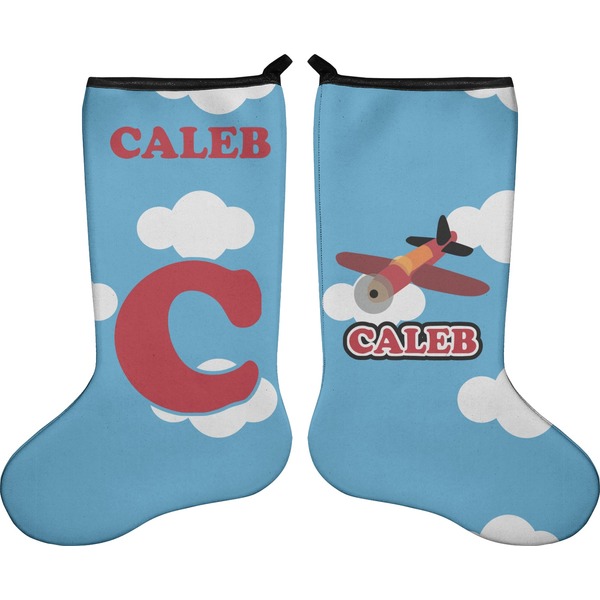 Custom Airplane Holiday Stocking - Double-Sided - Neoprene (Personalized)