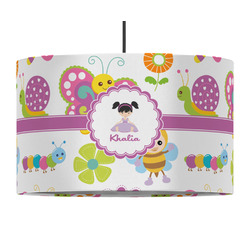 Butterflies 12" Drum Pendant Lamp - Fabric (Personalized)