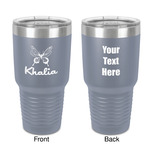 Butterflies 30 oz Stainless Steel Tumbler - Grey - Double-Sided (Personalized)