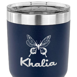 Butterflies 30 oz Stainless Steel Tumbler - Navy - Double Sided (Personalized)