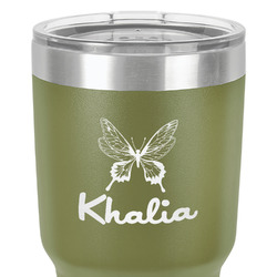 Butterflies 30 oz Stainless Steel Tumbler - Olive - Double-Sided (Personalized)