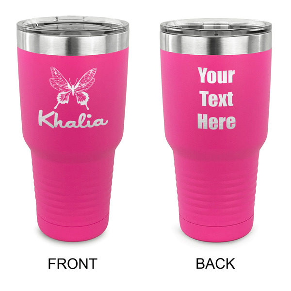 Custom Butterflies 30 oz Stainless Steel Tumbler - Pink - Double Sided (Personalized)