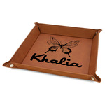 Butterflies Faux Leather Dice Tray - 9" x 9" - Rawhide (Personalized)