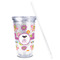 Butterflies Acrylic Tumbler - Full Print - Front straw out