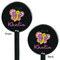 Butterflies Black Plastic 5.5" Stir Stick - Double Sided - Round - Front & Back