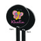 Butterflies Black Plastic 5.5" Stir Stick - Single Sided - Round - Front & Back