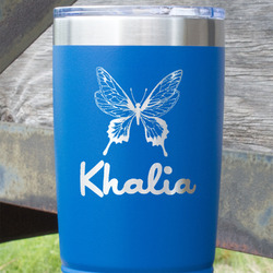 Butterflies 20 oz Stainless Steel Tumbler - Royal Blue - Double Sided (Personalized)