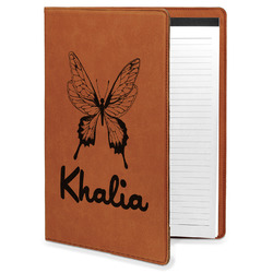 Butterflies Leatherette Portfolio with Notepad - Large - Double Sided (Personalized)