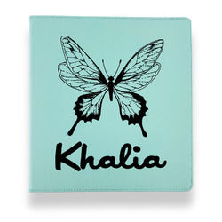 Butterflies Leather Binder - 1" - Teal (Personalized)