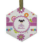 Butterflies Flat Glass Ornament - Hexagon w/ Name or Text