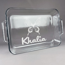 Butterflies Glass Baking Dish with Truefit Lid - 13in x 9in (Personalized)
