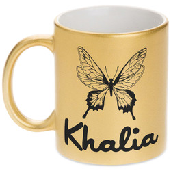Butterflies Metallic Gold Mug (Personalized)