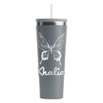 Butterflies RTIC Everyday Tumbler with Straw - 28oz - Grey - Single-Sided (Personalized)