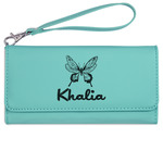 Butterflies Ladies Leatherette Wallet - Laser Engraved- Teal (Personalized)