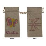 Butterflies Large Burlap Gift Bag - Front & Back (Personalized)