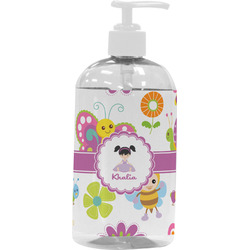 Butterflies Plastic Soap / Lotion Dispenser (16 oz - Large - White) (Personalized)