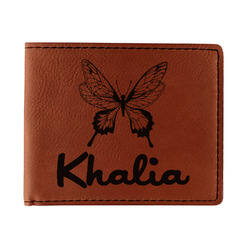Butterflies Leatherette Bifold Wallet - Single Sided (Personalized)
