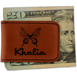 Butterflies Leatherette Magnetic Money Clip - Double Sided (Personalized)