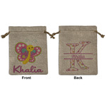 Butterflies Medium Burlap Gift Bag - Front & Back (Personalized)