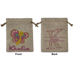 Butterflies Medium Burlap Gift Bag - Front & Back (Personalized)