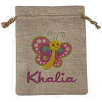 Butterflies Medium Burlap Gift Bag - Front (Personalized)