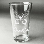 Butterflies Pint Glass - Engraved (Single) (Personalized)