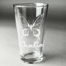 Butterflies Pint Glass - Engraved (Single) (Personalized)