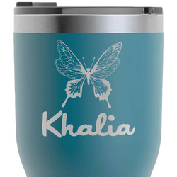 Butterflies RTIC Tumbler - Dark Teal - Laser Engraved - Double-Sided (Personalized)