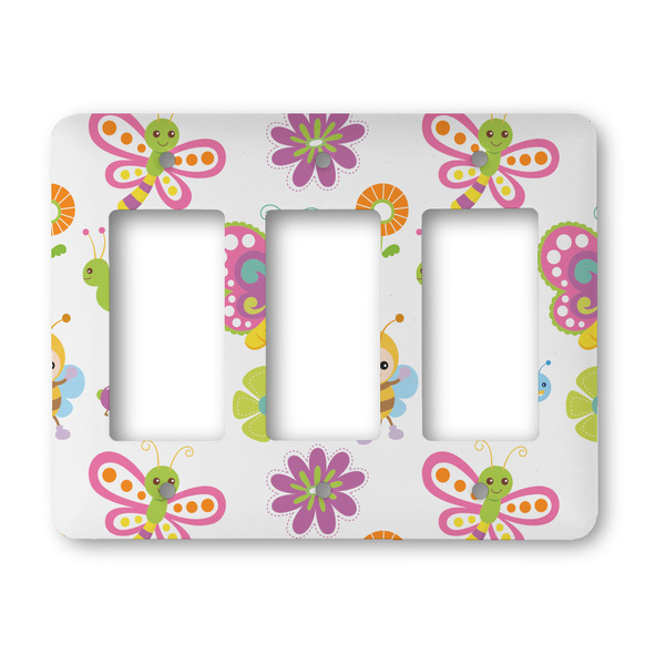 Custom Butterflies Rocker Style Light Switch Cover - Three Switch