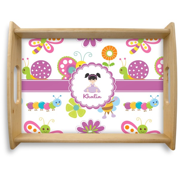 Custom Butterflies Natural Wooden Tray - Large (Personalized)