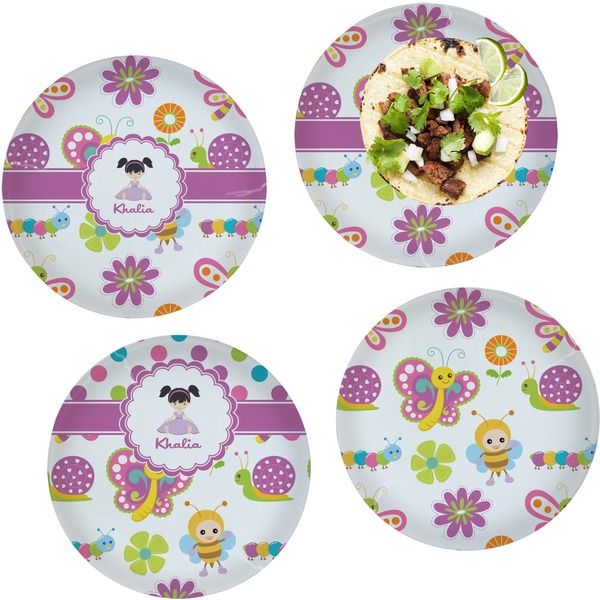 Custom Butterflies Set of 4 Glass Lunch / Dinner Plate 10" (Personalized)