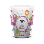 Butterflies Ceramic Shot Glass - 1.5 oz - White - Single (Personalized)