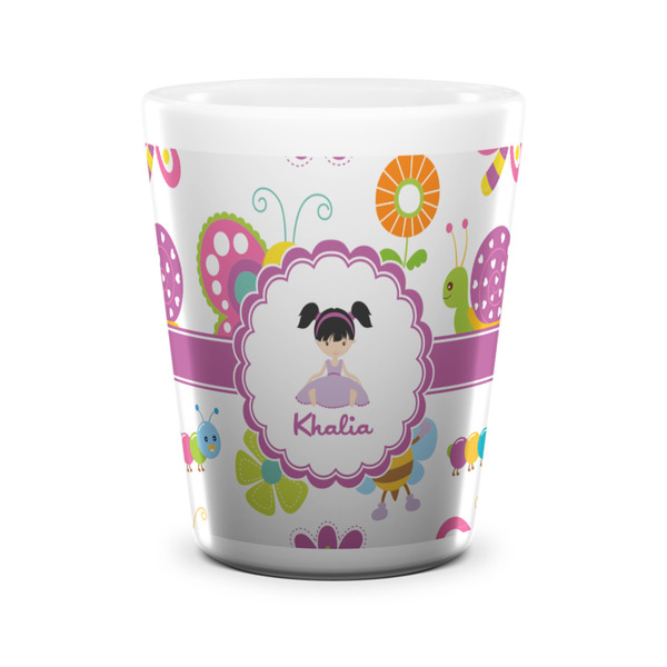 Custom Butterflies Ceramic Shot Glass - 1.5 oz - White - Single (Personalized)