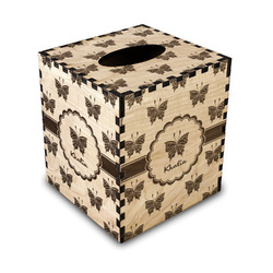 Butterflies Wood Tissue Box Cover - Square (Personalized)