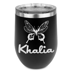 Butterflies Stemless Stainless Steel Wine Tumbler - Black - Single Sided (Personalized)