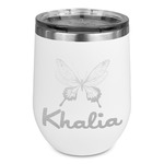 Butterflies Stemless Stainless Steel Wine Tumbler - White - Single Sided (Personalized)