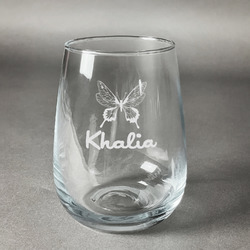Butterflies Stemless Wine Glass (Single) (Personalized)