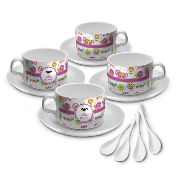 Custom Butterflies Tea Cup - Set of 4 (Personalized)