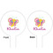 Butterflies White Plastic 6" Food Pick - Round - Double Sided - Front & Back