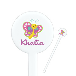 Butterflies 7" Round Plastic Stir Sticks - White - Double Sided (Personalized)