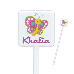 Butterflies Square Plastic Stir Sticks - Single Sided (Personalized)