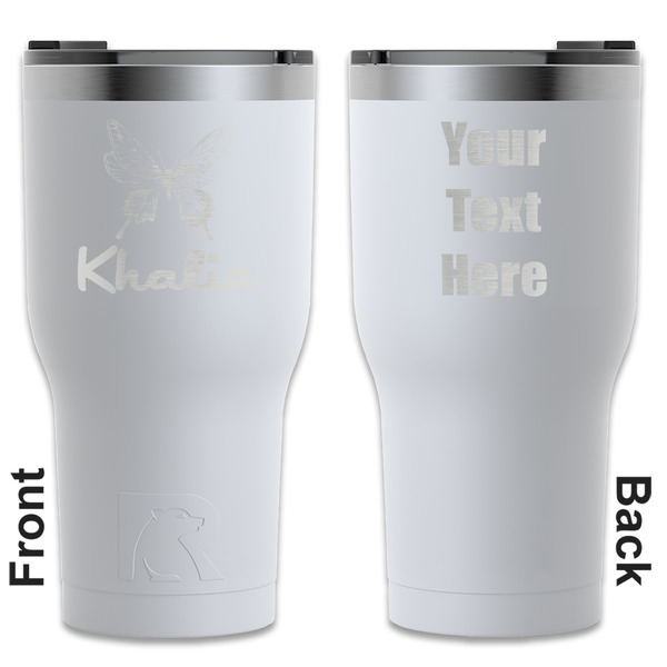 Custom Butterflies RTIC Tumbler - White - Engraved Front & Back (Personalized)