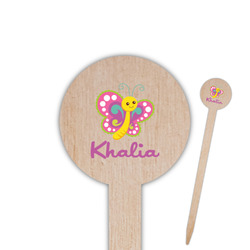 Butterflies 6" Round Wooden Food Picks - Single Sided (Personalized)