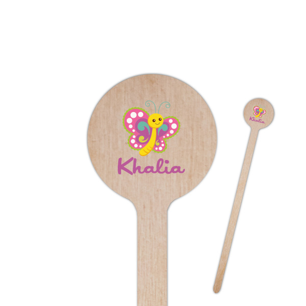 Custom Butterflies 7.5" Round Wooden Stir Sticks - Double Sided (Personalized)