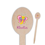 Butterflies Oval Wooden Food Picks - Single Sided (Personalized)