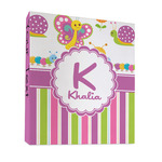 Butterflies & Stripes 3 Ring Binder - Full Wrap - 1" (Personalized)